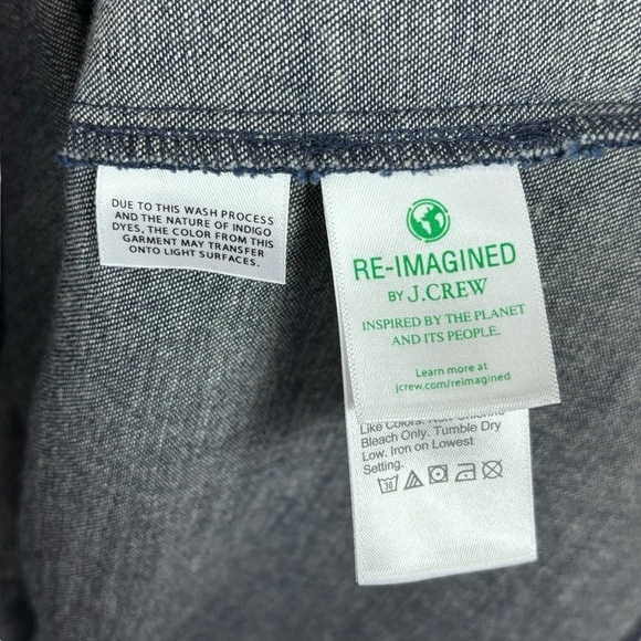 J. CREW BG118 COTTON CHAMBRAY DENIM BLUE SMOCKED PUFF SLEEVE MINI DRESS - Picture 13 of 15